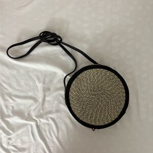 Black and Tan Round Crossbody Bag